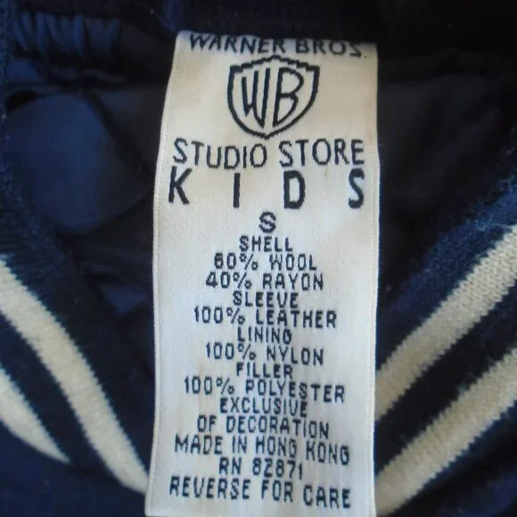Warner Bros Studio Store Kids Varsity Jacket Size S Blue/Beige
